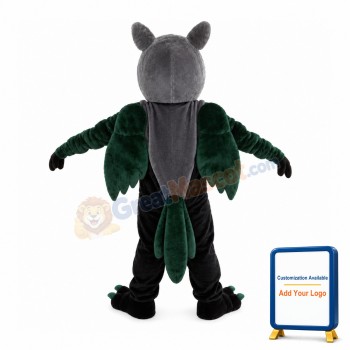 Dark Green Bird With Ears Mascot Costume