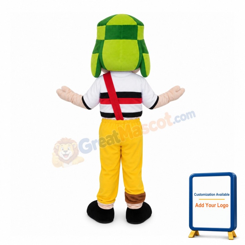 Freckled Little Boy In Yellow Pants Mascot Costume