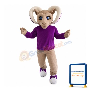 Adult Ram With Purple Shirt Mascot Costume