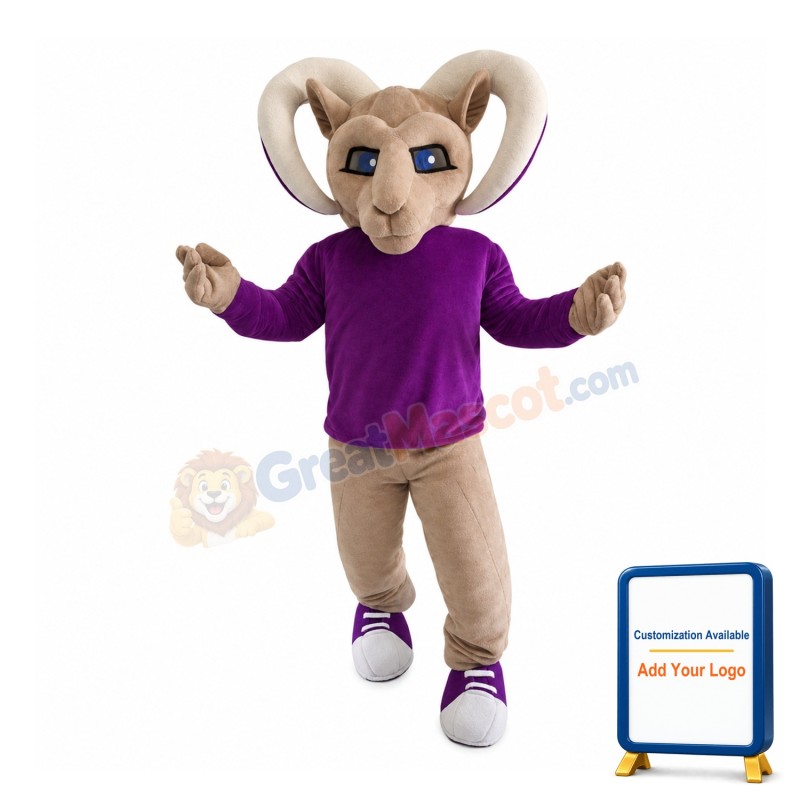 Adult Ram With Purple Shirt Mascot Costume