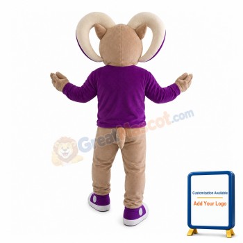 Adult Ram With Purple Shirt Mascot Costume