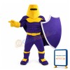Sturdy Protective Soldier Holding Shield Mascot Costume