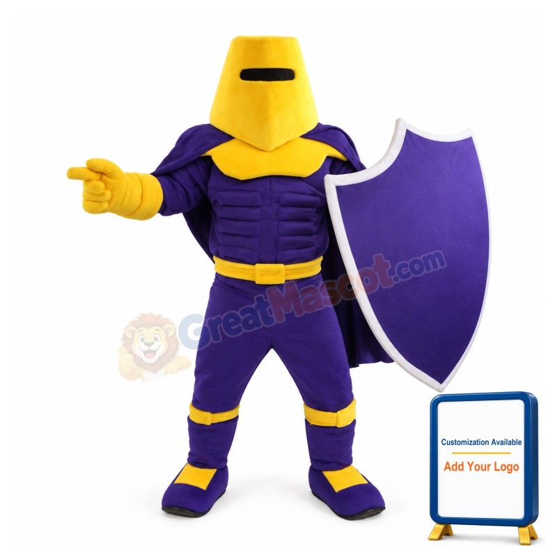 Sturdy Protective Soldier Holding Shield Mascot Costume