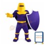 Sturdy Protective Soldier Holding Shield Mascot Costume