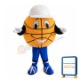 Cartoon Basketball Wearing White Cap Mascot Costume
