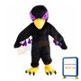 Black Eagle Mascot Costume With Purple Hair Around Eyes