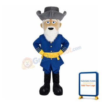White Beard Grandpa Officer Mascot Costume