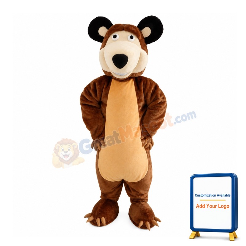 Simple-minded Brown Bear Mascot Costume