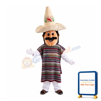 Mustache Businessman Wearing Gown Mascot Costume