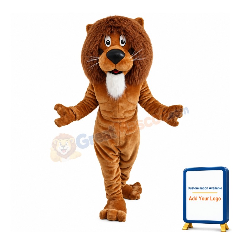 Muscular Male Lion Mascot Costume