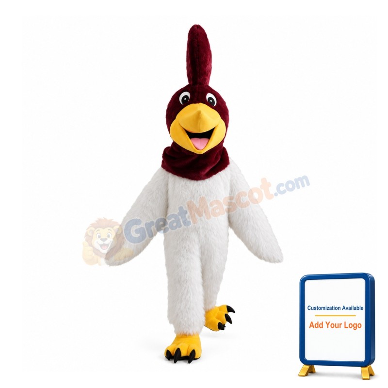 Bright White Long Fur Bird Mascot Costume