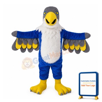 White & Blue Eagle With Grey Head Mascot Costume