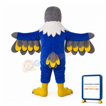 White & Blue Eagle With Grey Head Mascot Costume
