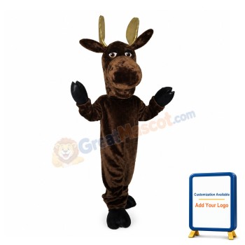 Droll Fawn With Golden Horns Mascot Costume