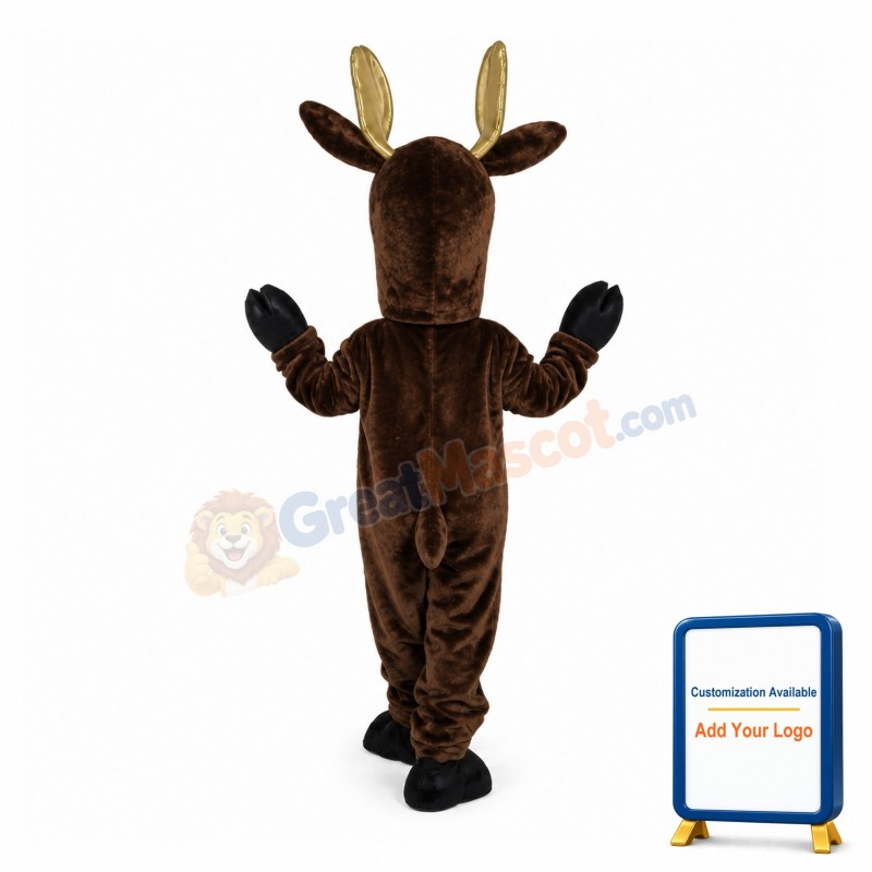 Droll Fawn With Golden Horns Mascot Costume