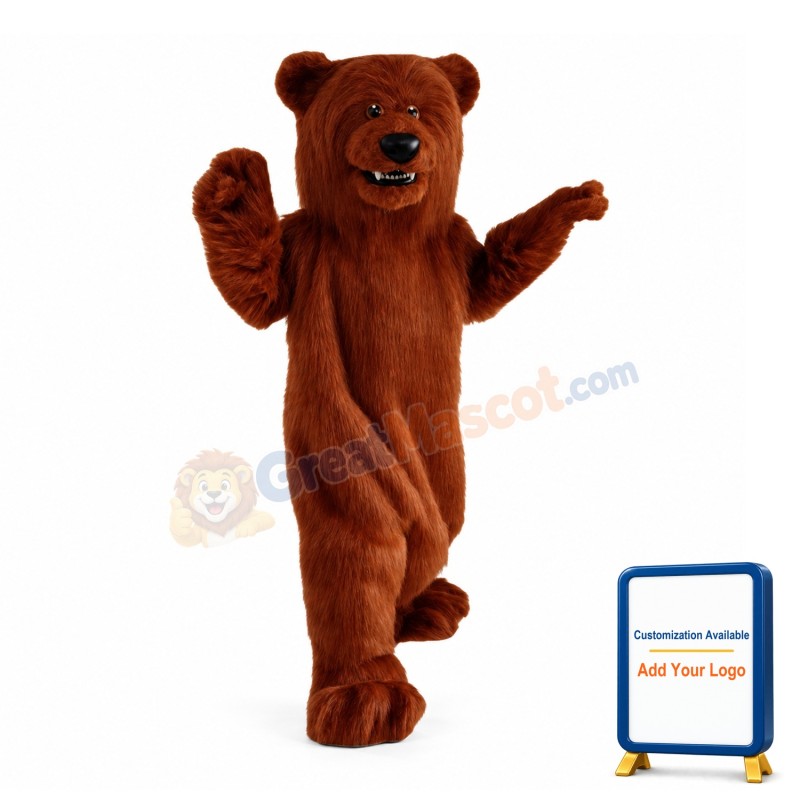 Long Fur Red Brown Bear Mascot Costume