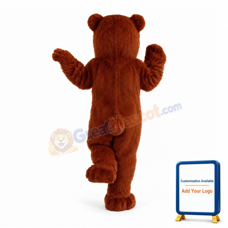 Long Fur Red Brown Bear Mascot Costume