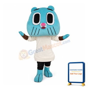 Sky Blue Cartoon Cat Mascot Costume