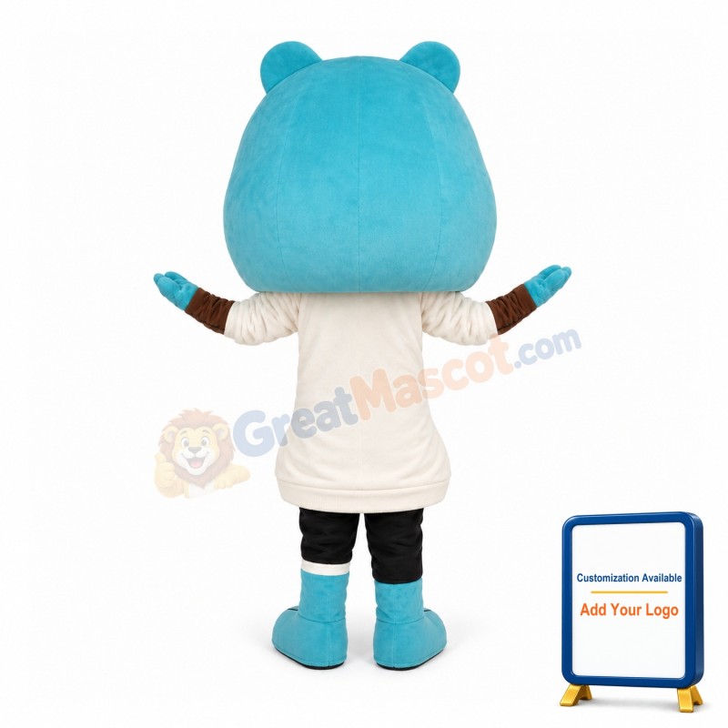 Sky Blue Cartoon Cat Mascot Costume
