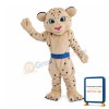 Khaki Leopard With Blue Belt Mascot Costume