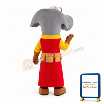 Hammer With Barber Apron Mascot Costume