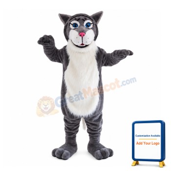 Grey Tiger With Blue Eyes Mascot Costume