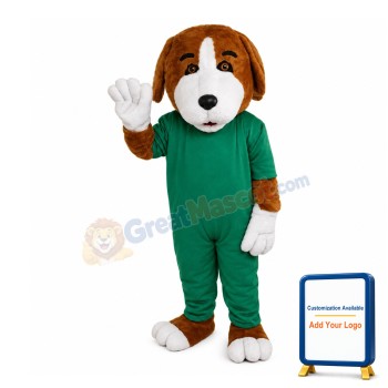 Honest Dog In Green Set Mascot Costume