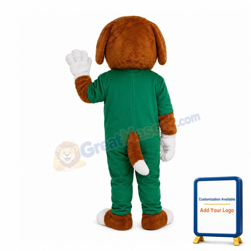 Honest Dog In Green Set Mascot Costume