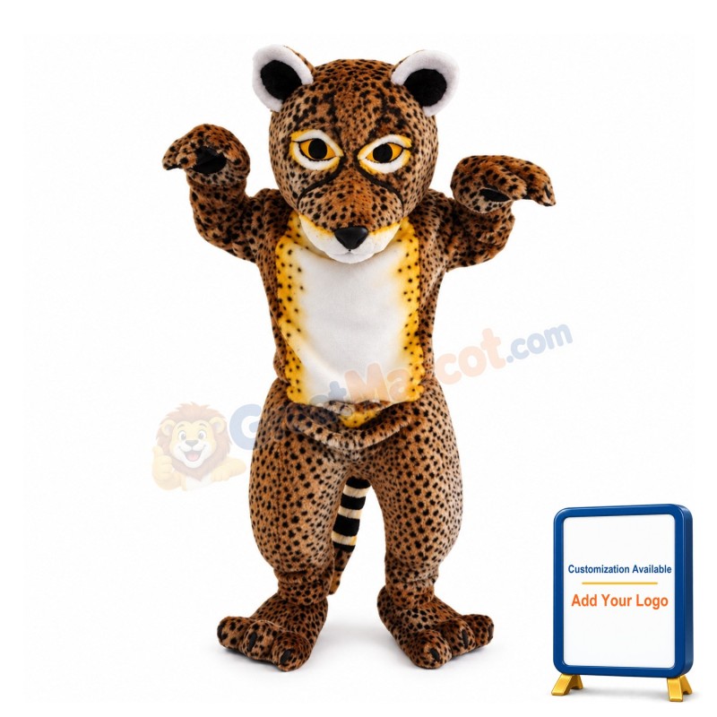 Stout Leopard With White Belly Mascot Costume