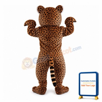 Stout Leopard With White Belly Mascot Costume