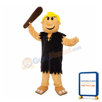 Yellow Hair Man Carrying Wooden Club Mascot Costume