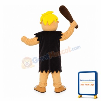 Yellow Hair Man Carrying Wooden Club Mascot Costume