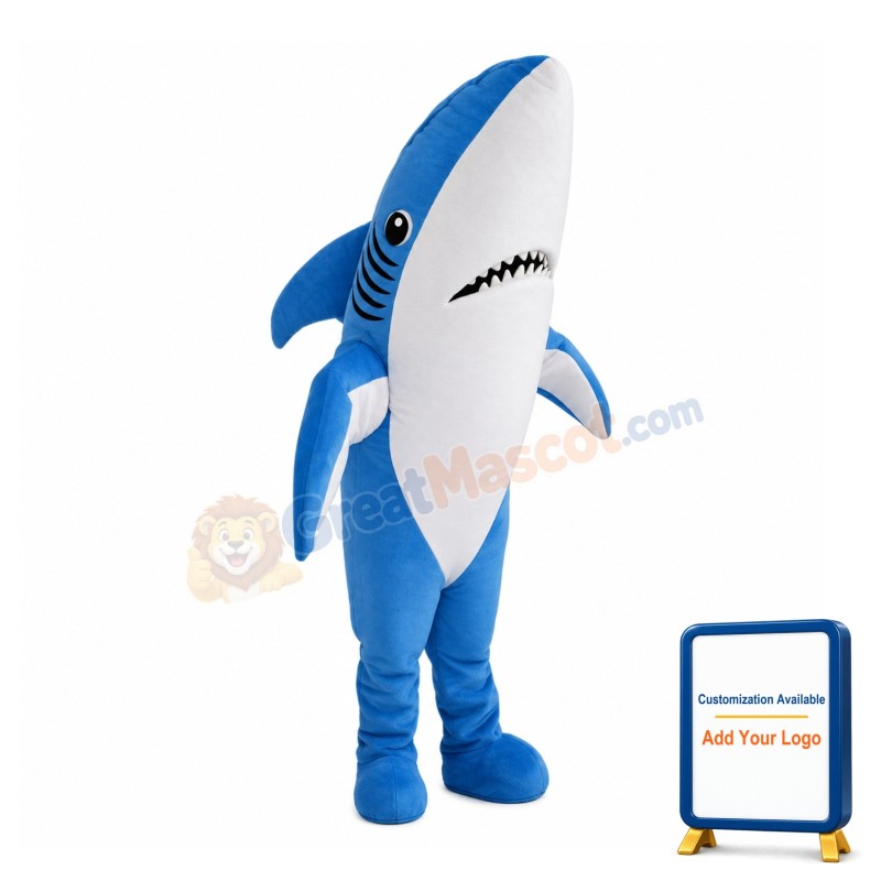 Cruel White Shark Mascot Costume