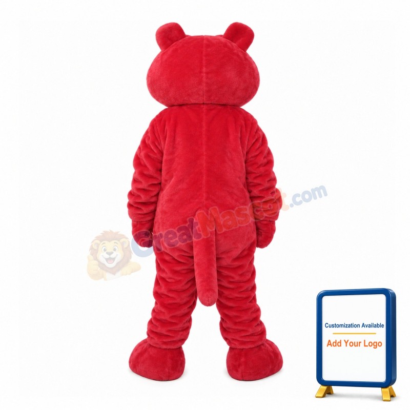 Pink Tiger With Round Head Mascot Costume