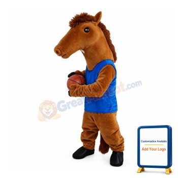 Brown Horse Playing Basketball Mascot Costume