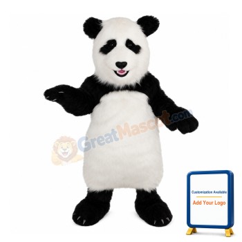 Silly Long Fur Panda Mascot Costume
