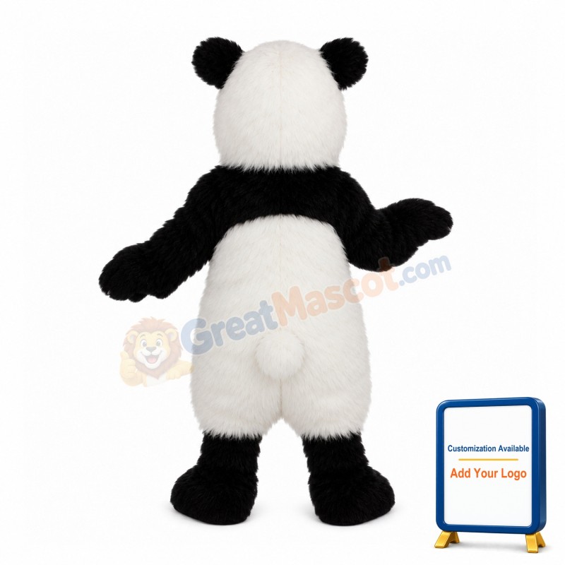 Silly Long Fur Panda Mascot Costume