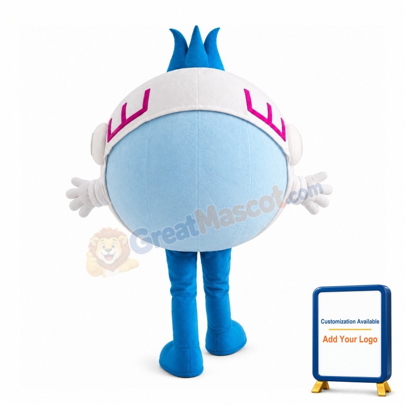 Round Body Light Blue Doll Mascot Costume