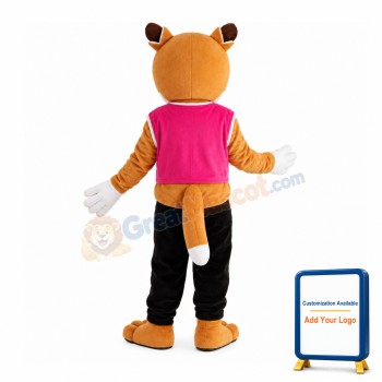 Young Tiger With Pink Vest Mascot Costume