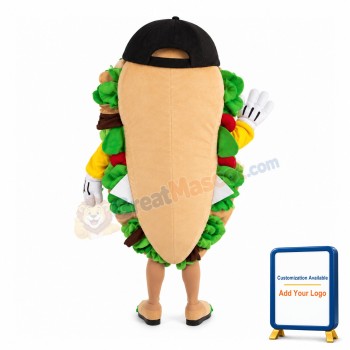 Vegetable Sandwich With Black Cap Mascot Costume