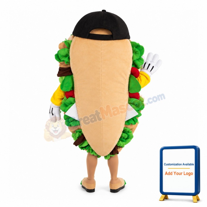 Vegetable Sandwich With Black Cap Mascot Costume