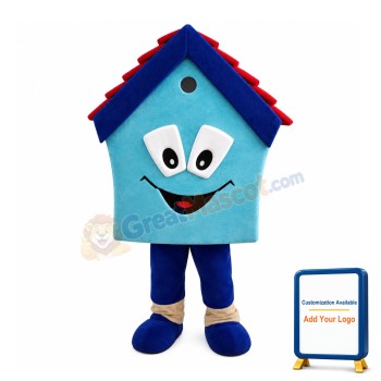 Cartoon Blue House Mascot Costume