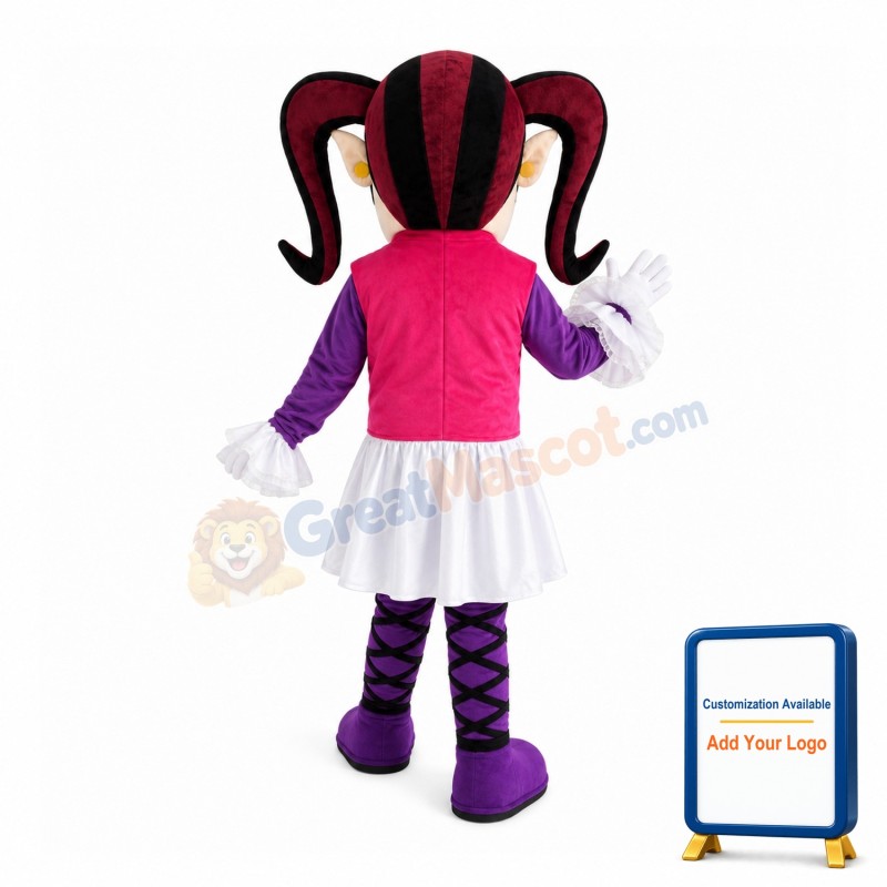 Long Nose Girl With Double Ponytails Mascot Costume
