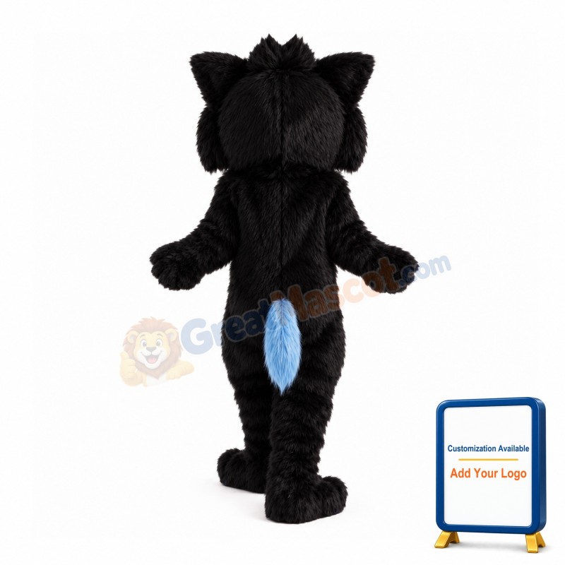 Furry Black Cat Mascot Costume