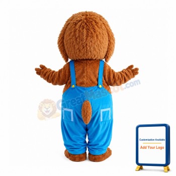 Fat Chipmunk With Blue Overalls Mascot Costume
