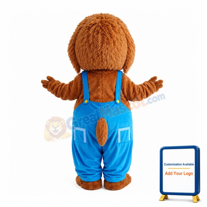 Fat Chipmunk With Blue Overalls Mascot Costume