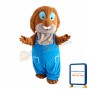 Fat Chipmunk With Blue Overalls Mascot Costume