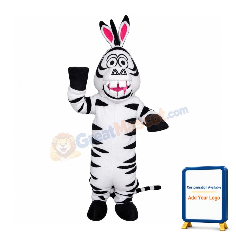 Interesting Zebra With Buck Teeth Mascot Costume