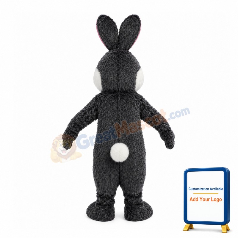 Flexible Grey & White Rabbit Mascot Costume