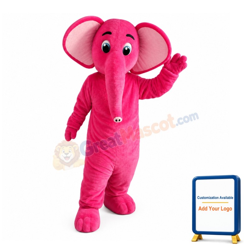 Optimistic Rose Red Elephant Mascot Costume